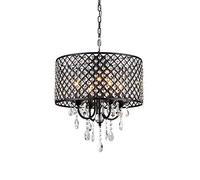 ZR98US K9 Crystal Raindrop Chandelier,Flush Mount,Fixture Pendant Lamp for Dining Room Bathroom Bedroom Livingroom, Ceiling Light-Black. * 51cm