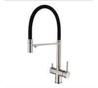 ZR98US Kitchen Mixer Tap with Pull Out Spray - 3 in 1 Drinking Water Filter Tap for Kitchen Sink, Double Handle, Double Water Outlet for Enhanced Convenience