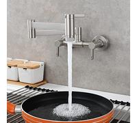 ZR98US Kitchen Sink Tap - Wall Mounted Brass Mixer Faucet with Dual Handle for Hot and Cold Water - 2 Outlet Modes