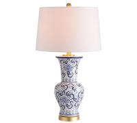 ZR98US Lampe Table à LED Chinois, Style Country Classique, pour Le du de la Chambre, Ampoule Incluse, Bleu/Blanc adapté Salon, dortoir, au Bureau,