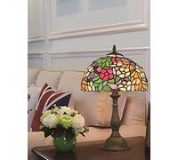 ZR98US Lamps for Bedroom Living Room Pastoral Style Stained Glass Coloured Floral Table Bedside Lamp 12-inch