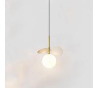 ZR98US Leaf Minimalist Bedside Glass Small Pendant Light Personalized Window Cafe Milk Tea, Chandelier