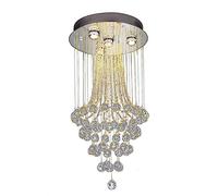 ZR98US Ligs, Luxury Large Crystal Chandelier Spiral Raindrop Pendant Flush Mount High Ceiling Lig Fixture Compatible with Entryway Foyer Staircase,