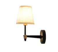 ZR98US Linen Fabric Shade Lamp, Nordic Retro All-Copper for Loft Living Room Corridor Bedroom Bathroom Wall Light(15.5cm/6.1in)