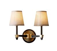 ZR98US Linen Fabric Shade Lamp, Nordic Retro All-Copper for Loft Living Room Corridor Bedroom Bathroom Wall Light(15.5cm/6.1in)