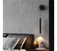 ZR98US Minimalist Mounted Lamp, Metal Long Tube Wall Fixture for Bedroom Living Room Dining Room(Black)