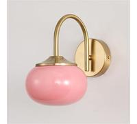 ZR98US Nordic Globe Glass Light, Mid Century Gooseneck 3-Color Dimmable Wall Lamp for Bathroom Bedside Hallway(Pink)