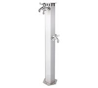 ZR98US Outdoor Faucet Water Fountain - Vertical Stainless Steel Garden Column with Two Weatherproof Faucets and Antifreeze