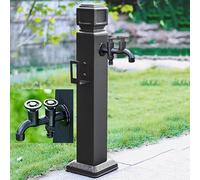 ZR98US Outdoor Garden Water Column with Double Faucet - Freestanding Vertical Faucet Post for Irrigation and Watering in Patio Gardens