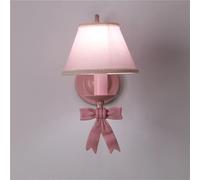 ZR98US Pink Fabric Shade Nordic Bow Lamp 3-Color Dimmable Wall for Princess Bedroom Children Bedside Nursery(1 Light)