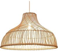 ZR98US Rattan Basket Pendant Lights Hollow Lamp Shade 1-Pack Cage Woven Hanging Lamps Japanese Style Art Dining Room Ceiling Chandelier