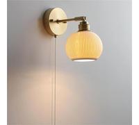 ZR98US Ribbed Ceramic Light, Mid Century All-Copper Lamp Adjustable Angle Wall for Bedroom Living Room Farmhouse(17cm/6.7in)