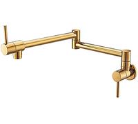 ZR98US ° Rotating Brass Kitchen Faucet, Dual Joint Single Handle Mixer Tap for Kitchen, Foldable Sink Tap for Cold Water