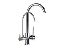 ZR98US Rotating Kitchen Faucet 2 Rod Kitchen Faucet Mixer Tap with Two Handles Drinking Water Basin Faucet (Color : Silver Size: One Size)