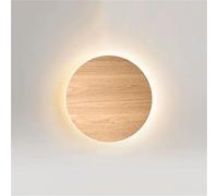 ZR98US Round Lamp, Nordic Iron Wood Grain Light 3-Color Dimmable Wall for Bedroom Stairwell Living Room Hallway(20cm/7.87in)