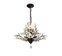 ZR98US Rustic Farmhouse During Chandelier Crystal Raindrop Ceiling Light Fixture Lamp for Dining Room Bathroom Bedroom Livingroom Entryway-Black. 8 Head