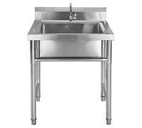 ZR98US Single Room Stainless Steel Kitchen Sink Restaurant Kitchen Sink with Faucet Size 50 * 60cm * 90cm, 1mm Thick / 1mm Thick ()