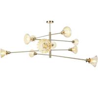 ZR98US Sputnik Fixture，Umbrella Glass Shade Brass Finish，Mid Century Pendant Chandelier
