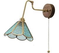 ZR98US Stained Glass, Retro Nordic Farmhouse Light Wood Industria Wall Mounted Lamp for Bedside Living Room Corridor Bedroom(Tea)