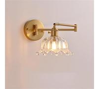 ZR98US Swing Arm, Nordic Flower Glass Light Adjustable Angle Wall Lamp for Bedroom Bedside Living Room Headboard(14cm/5.5in)