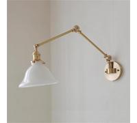 ZR98US Swing, Mid Century Glass Light Brass Adjustable Lamp Arm Wall Lights for Bedroom Bedside Headboard(Green)