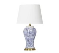 ZR98US Table Lamp Chinoiserie Ceramique Bleu Blanc, Jars de Ginger, Style Transitionnel Soutenu pour Cuisine, Chambre à Coucher, Bureau, Dalle.
