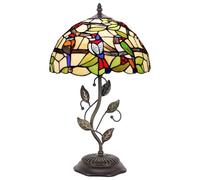ZR98US Table Lamp Style Hummingbird - Bronze Resin Base with Stained Glass Shade, Decorative Lighting for Living Room and Bedroom