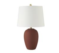 ZR98US Table Lamp Vintage Beige 23" Retro Ceramic with Fabric Shade for Bedroom, Office and Living Room