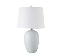 ZR98US Table Lamp Vintage Beige 23" Retro Ceramic with Fabric Shade for Bedroom, Office and Living Room