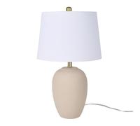 ZR98US Table Lamp Vintage Beige 23" Retro Ceramic with Fabric Shade for Bedroom, Office and Living Room