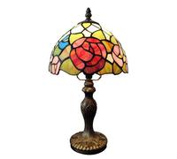 ZR98US Table Lamp Vintage Stained Glass, Compatible with Three-Way, Suitable for Living Room, Bedroom and Office (Warm Yellow)