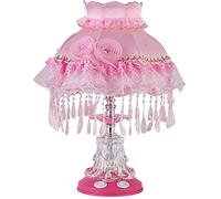 ZR98US Table Lamps Bedroom European Style Touch Lamp for Living Room Nightstand Pink Fabric Shade Bedside Nightstan