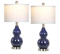 ZR98US Tableau Lecture à Gourde Unique en céramique, 2-Pack, écran Laine, Abat-Jour Inclus, idéal pour Chambre de Nuit Salon (Pink)