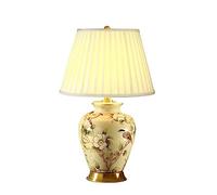 ZR98US Touch Bedside Lamps for Living roomEuropean -Style Retro Lamp Villa All -Bronze Ceramic Table Lamp(Color:A,Size:Button)