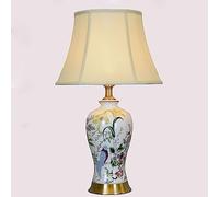 ZR98US Touch Bedside Lamps for Living roomEuropean -Style Retro Lamp Villa All -Bronze Ceramic Table Lamp(Color:A,Size:Button)