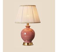 ZR98US Touch Bedside Lamps for Living roomEuropean -Style Retro Lamp Villa All -Bronze Ceramic Table Lamp(Color:A,Size:Button)