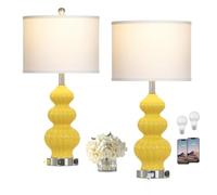 ZR98US Trois Coquillages Table Lamp Duo avec Port USB Sortie AC, Style Intérieur Extérieur, Adapté à la Salle à Manger, Bureau, Chambre (Bleu)