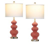 ZR98US Trois Coquillages Table Lamp Duo avec Port USB Sortie AC, Style Intérieur Extérieur, Adapté à la Salle à Manger, Bureau, Chambre (Bleu)