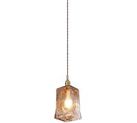 ZR98US V-intage Farmhouse Pendant Light Hammered Glass Lampshade Compatible with Dining Room Kitchen Island, Chandelier