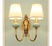 ZR98US Vintage Ceramics Mounted Lights, Transmission Fabric Lampshade Light for Living Room Restaurant Wall Lamp(15cm/5.9in)