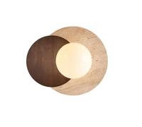ZR98US Vintage Creativity Light Fixtures, Marble Wall Lamp with Wood and Stone Shade for Porch Kitchen Island Living Room(Walnut)