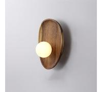 ZR98US Vintage Creativity Mounted Lamp, Wood Wall Lights Fixtures with White Glass Lampshade for Bedroom Living Room Dining Room(12cm/4.7in)