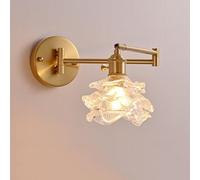ZR98US Vintage Creativity, Rose Glass Flower Swing Arm Wall Lamp for Dining Living Room Kitchen Island