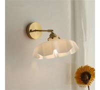 ZR98US Vintage Flower, French Glass Light Adjustable Angle Wall Lamp for Bedside Hallway Living Room Farmhouse(Pink)