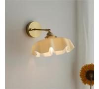 ZR98US Vintage Flower, French Glass Light Adjustable Angle Wall Lamp for Bedside Hallway Living Room Farmhouse(Pink)