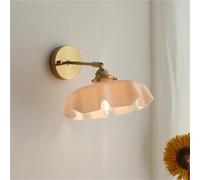 ZR98US Vintage Flower, French Glass Light Adjustable Angle Wall Lamp for Bedside Hallway Living Room Farmhouse(Pink)