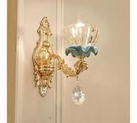 ZR98US Vintage Gold Fixtures, Antique Crystal Light for Bathroom Bedside Living Room Wall Lamp(22cm/8.6in)