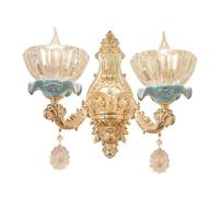 ZR98US Vintage Gold Fixtures, Antique Crystal Light for Bathroom Bedside Living Room Wall Lamp(22cm/8.6in)