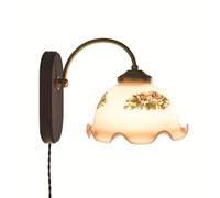 ZR98US Vintage Milk Glass Mounted Light, Flower Gooseneck for Bedroom Living Room Wall Lamp