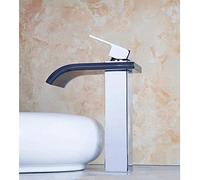 ZR98US Waterfall Bathroom Basin Faucet Black Glass